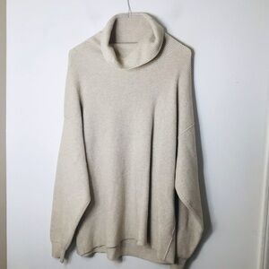 Free People sweater women boho tan medium oversize soft knit tunic modest